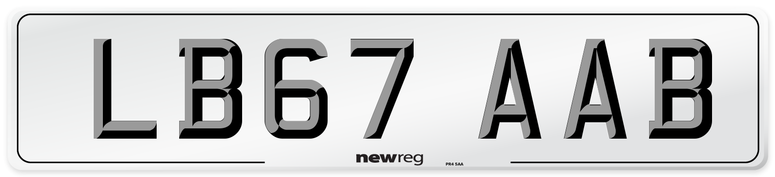 LB67 AAB Number Plate from New Reg
